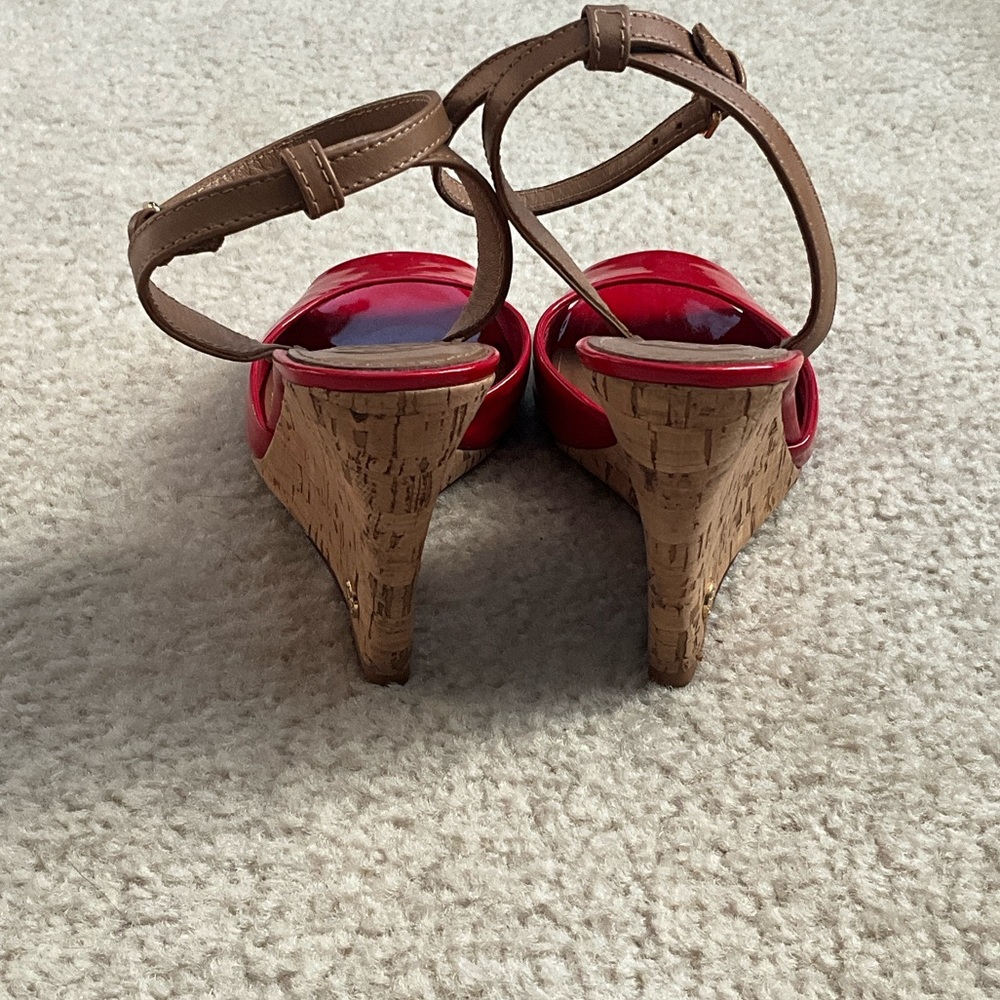 Tory Burch Red Patent Leather Wedges - Picture 6 of 14